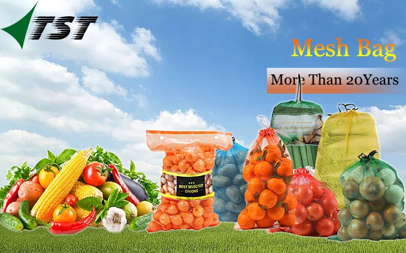 PP/PE Woven Drawstring Mesh Bags for Packing Wood Vegetables and Fruits Mesh Net Sacks